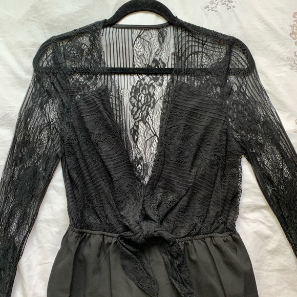Black Jumpsuit with Lace Chest Detailing (Size: 8) - Picture 2 of 5
